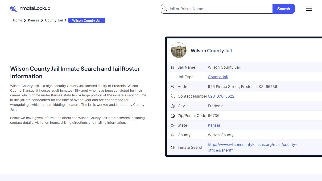 Wilson County Jail (KS) Inmate Search Kansas - Inmate Lookup